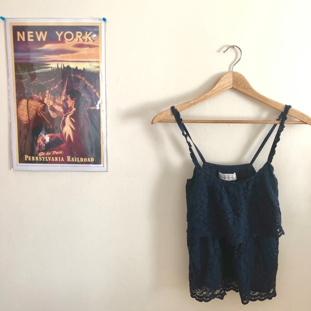 NWOT Navy Blue Lace Tank Top